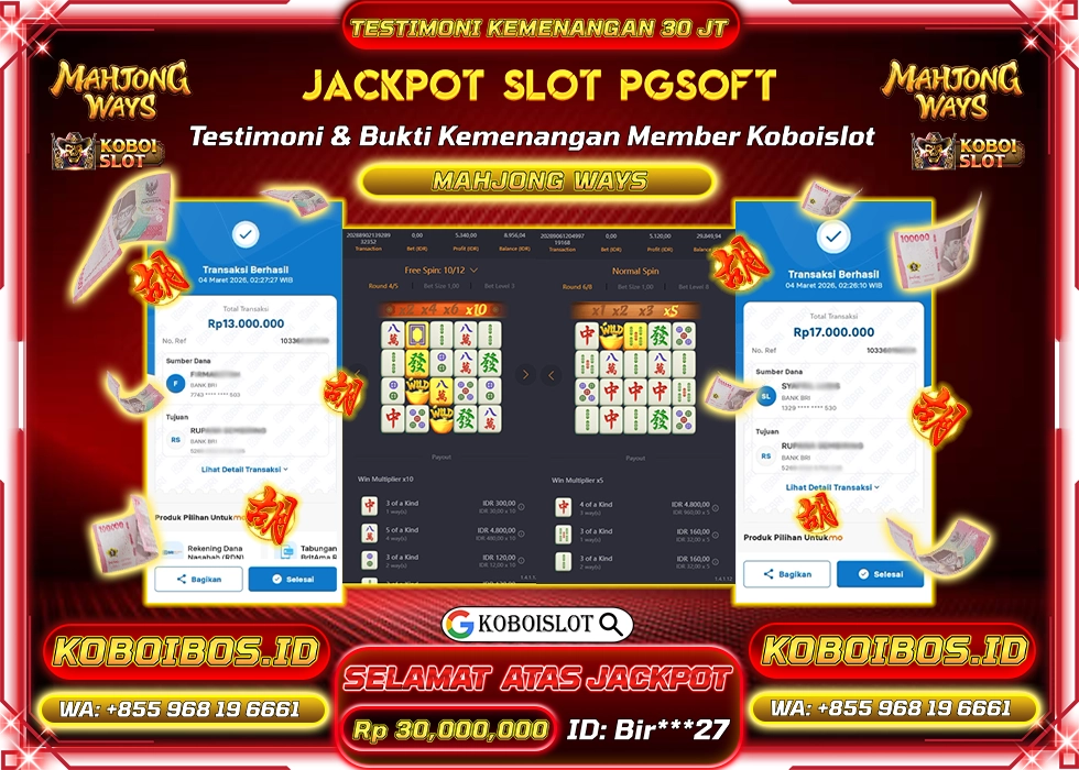 BUKTI KEMENANGAN ID Bir***27 SLOT GACOR MAHJONG WAYS 1 Rp30.000.000,- LUNAS